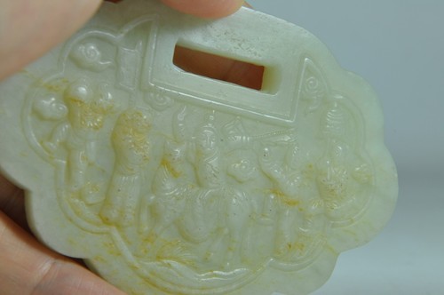 Fine Antique Chinese Jade Longevity Lock Pendant - Picture 3 of 12