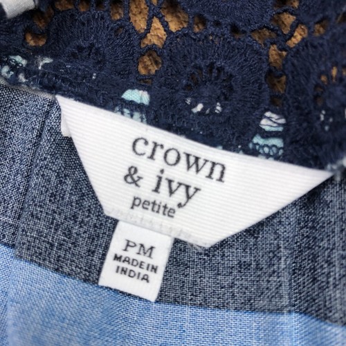 Canotta donna Crown & Ivy taglia Petite M blu rosa bianca a righe con nappe - Foto 4 di 13