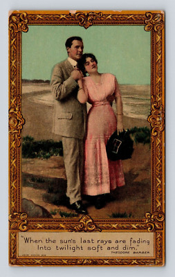 Antique Romance Postcard Man Woman Hug Embrace Dresden TN 1910 Theodore Barber