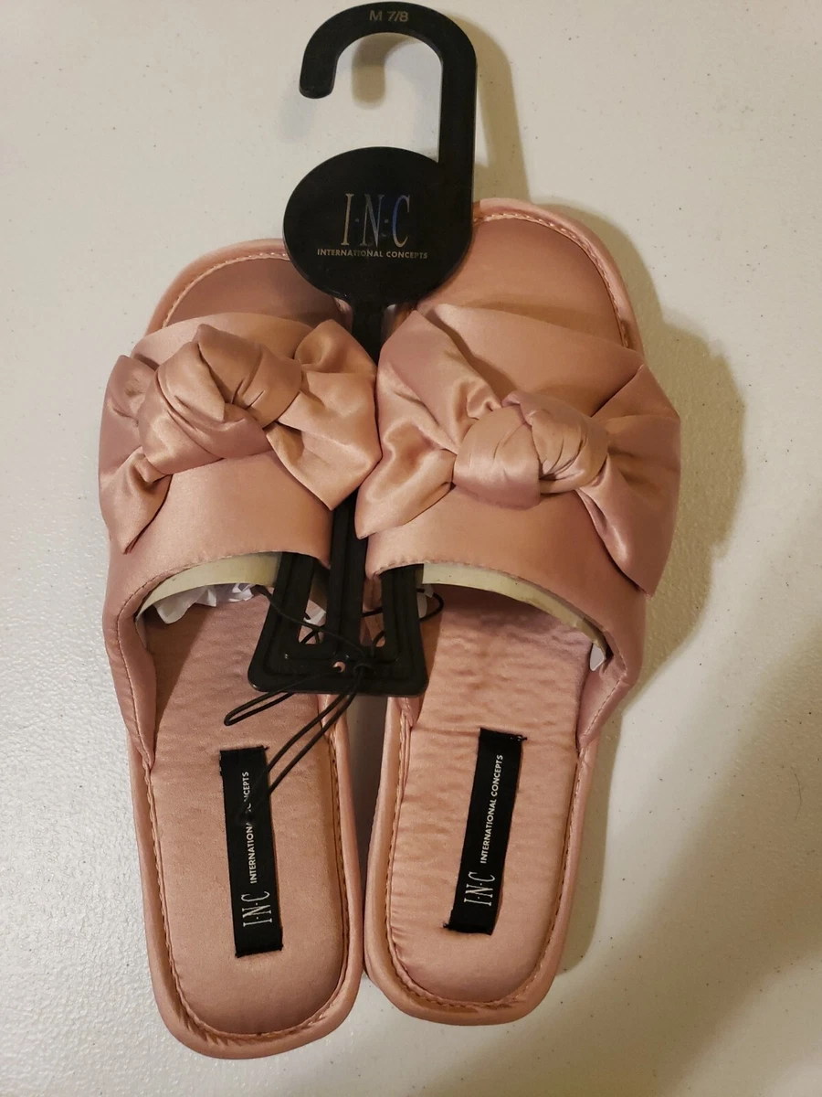 Inc International Concepts Satin Bow Slide Slippers in PINK Size M