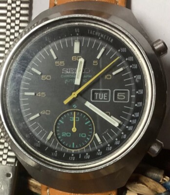 Seiko 1977  Darth Vader chronograph &New Stainless= BraceletServiced Usps Free!!