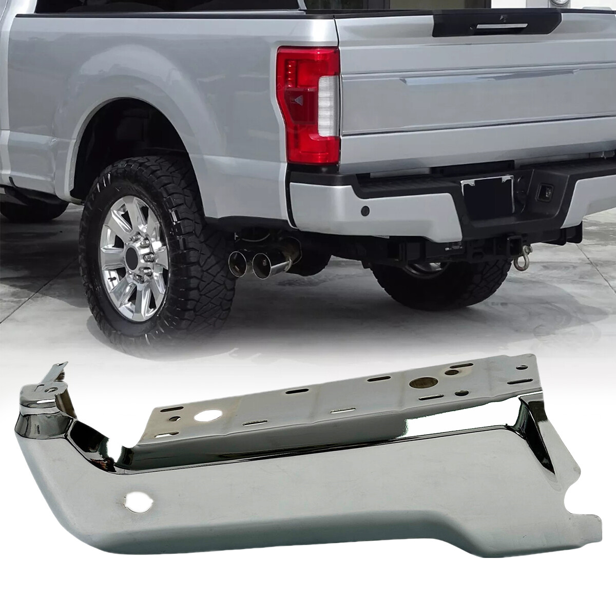 NEW Chrome Rear LH Drivers Bumper Face Bar for 2017-2022 Ford F250 F350 w/ Park