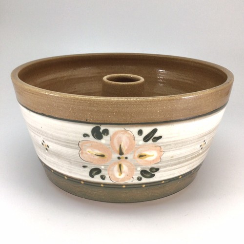 Studio Art Pottery Bundt Cake Pan Floral Signed Dated 1984 Vintage