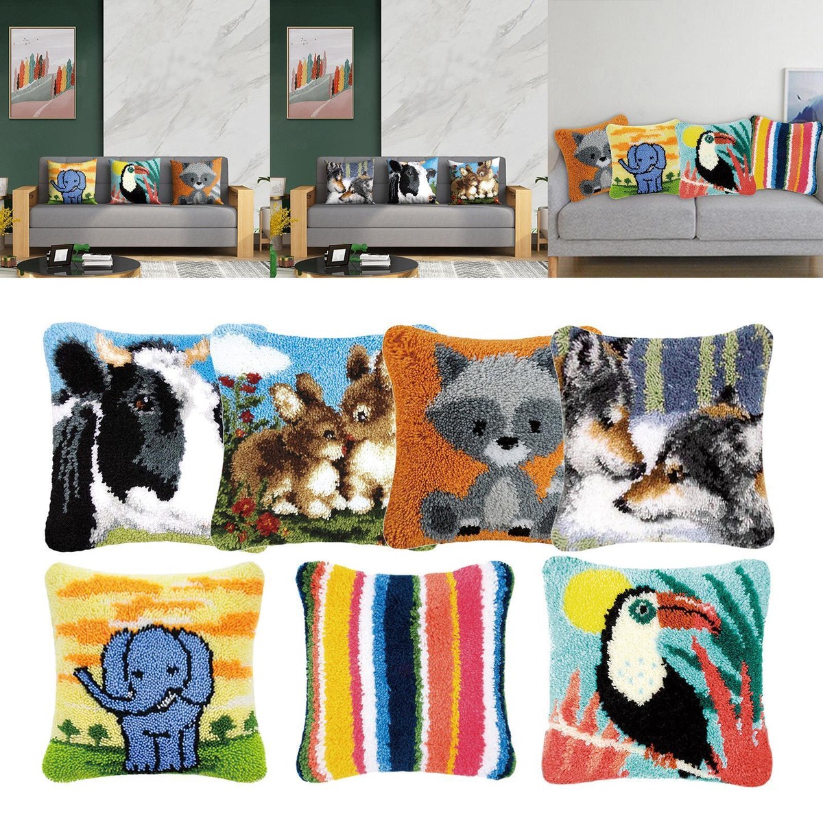 Knüpfen Set Für Erwachsene - DIY Kissen 43x43cm Mit Weihnachtsmotiv