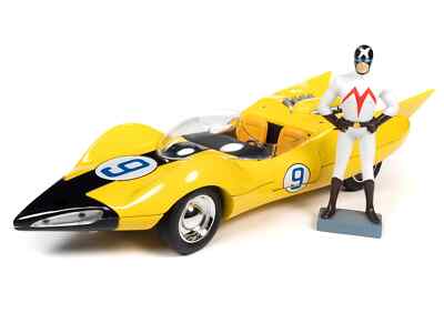 New AUTOWORLD Speed Racer Shooting Star X 1:18 Model Car Yellow AWSS125 KidBX