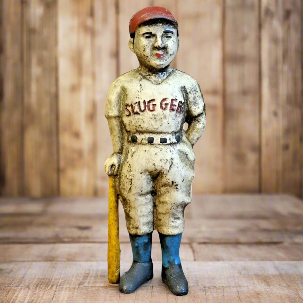 Baseball Slugger Cast Iron Coin Bank With Painted Antique Finish (6.5