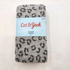 Cat  Jack Cotton Tights Grey Cheetah Print Girls Size 12-14