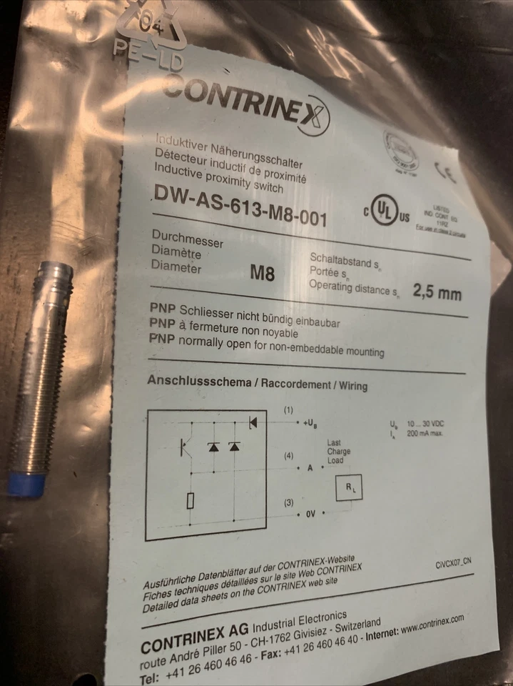 1Pcs New For CONTRINEX proximity switch DW-AS-613-M8-001 - Image 2 of 4