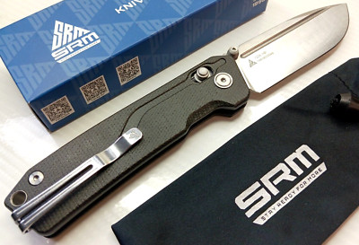 SRM 7228L Pocket Knife  Ambi Axis Lock Large MB1 Micarta 10Cr15CoMoV Blade