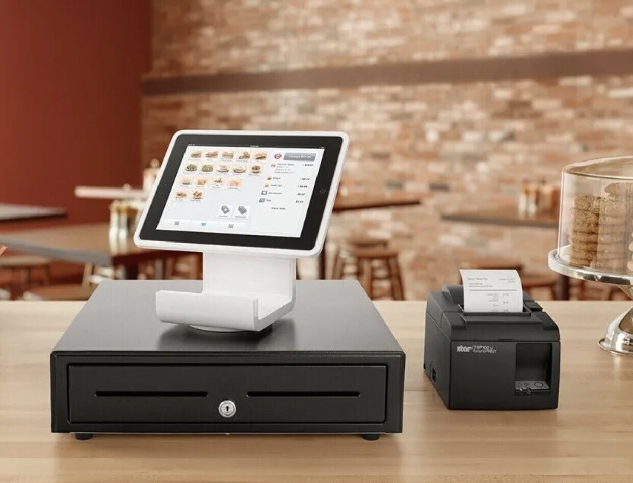 Square POS system with iPad, cash drawer, stand, receipt printer eBay