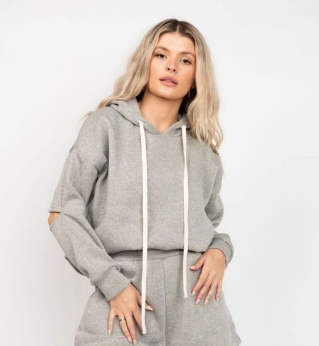 NWT Kittenish Nashville size XS Gray Fleece-Lined Sweatshirt Hoodie Super Soft