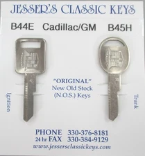 Rare Cadillac Original NOS E&H Cadillac/GM Badge Nickel Key Set B44E & B45H