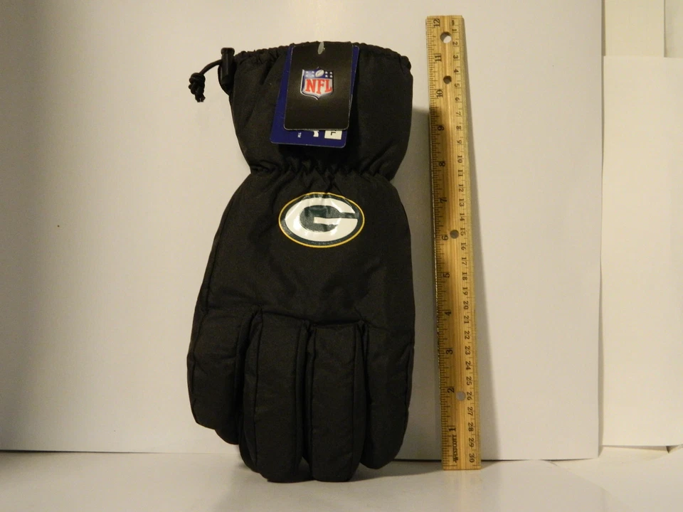SZ Sm/Med Green Bay Packers Зимние Лыжные Перчатки Задняя дверь Игра Черные ИЗОЛИРОВАННЫЕ - Изображение 4 из 4