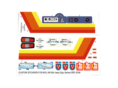 CUSTOM STICKERS for Mattel BIG JIM Jeep ( Off-Road Safari) 5258 + bonus ...