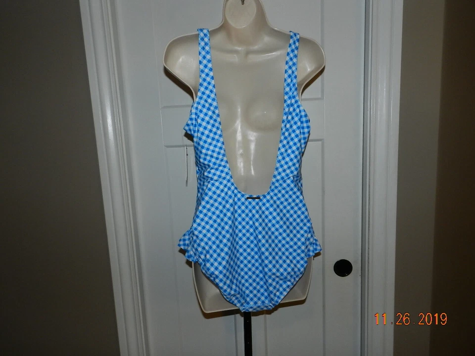 Traje de baño Juicy Couture JC One Piece azul a cuadros piña Foto 3 de 4