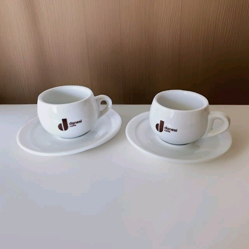 Danesi Espresso Demitasse Cup Italian Coffee 5oz Cup & Saucer White Set of 2