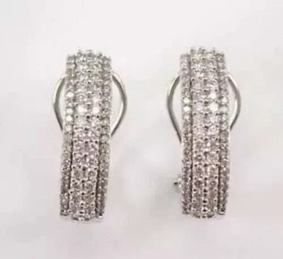 Round Lab Created Diamond Women's Christmas Hoop Earring 14K White Gold Plated