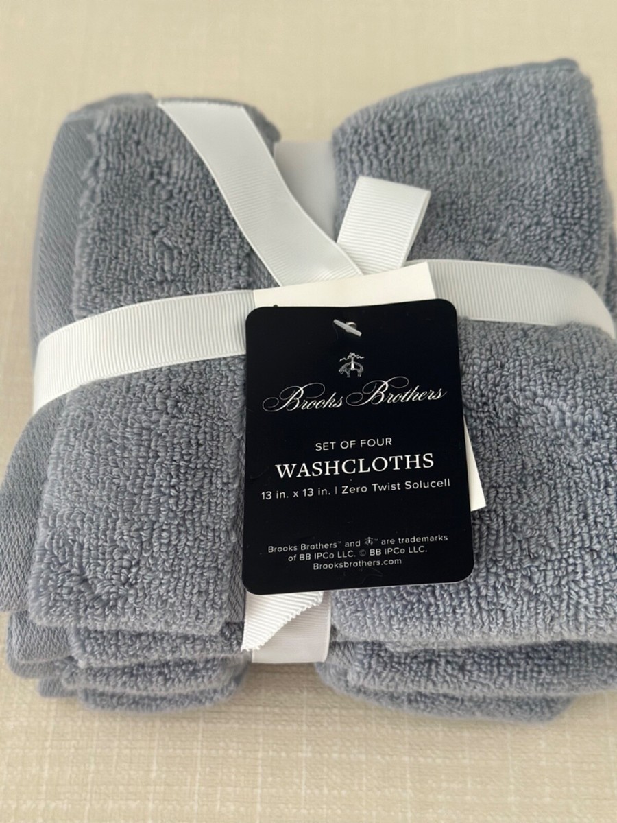 NEW Brooks Brothers Blue Zero Twist Solucell Cotton 4 Pc TOWEL SET