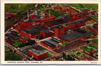 LANCASTER, PA. POSTCARD Armstrong Linoleum Plant, Aerial View