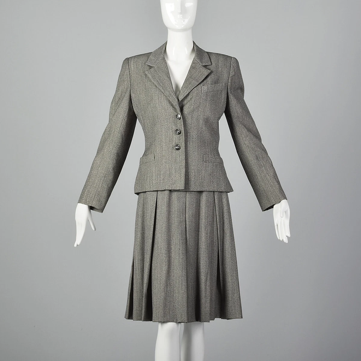 Grey pleated skirt suit cheap