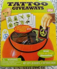 Halloween Glow TATTOOS  Trick or Treat  20 Boxes  Assorted Designs  New