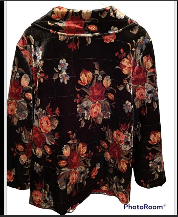 Abrigo Blazer Linea By Louis Dell’ Olio Vintage Floral Terciopelo Multicolor Talla Pequeña. Foto 2 de 4