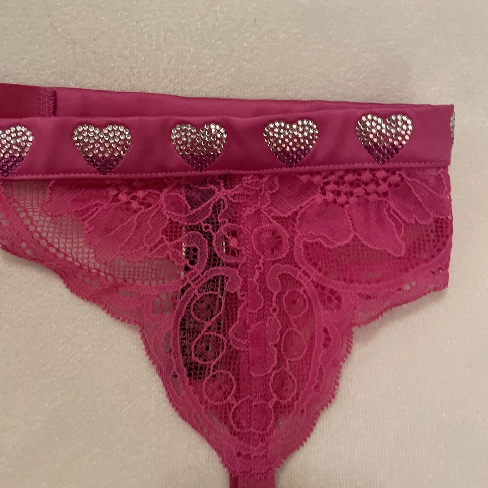 Cinturón liguero de encaje rosa Victoria's Secret talla M L corazón de encaje Foto 2 de 4