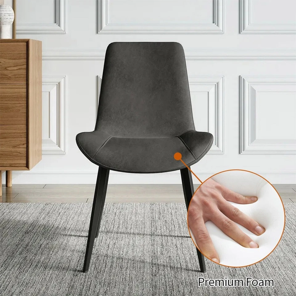 Juego de 2 sillas de comedor con cojín de PU mediados de siglo moderno patas de metal para interior Foto 4 de 4