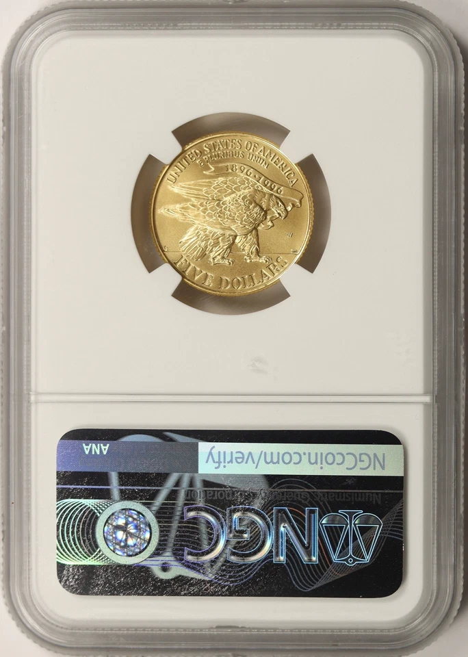 1995-W Olympics Torch Runner $5 Gold Commemorative NGC MS70 - Image 2 of 4