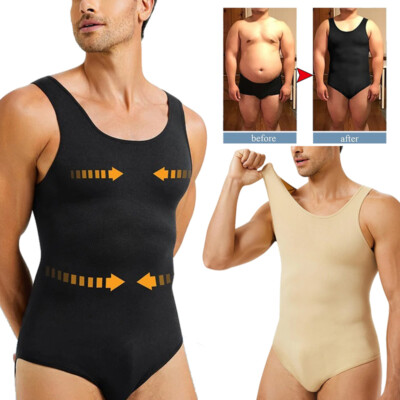Men Shapewear Tummy Control Full Body Shaper Compression Slimming Bodysuit Shirt