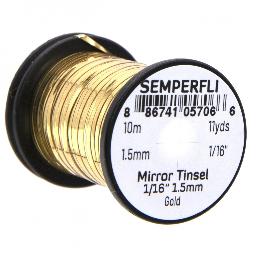 Semperfli Mirror Tinsel Gold 1/32"" 0.8mm - Fly Tying Materials