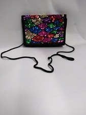 Black/Multicolor Vintage 90s Sequin Crossbody and Handbag