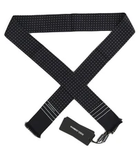 DOLCE & GABBANA Scarf Dark Blue Polka Dotted Silk Skinny Necktie 140x25cm $220