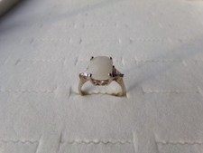 White and Clear Stones Solid Sterling Silver 925 Ring Size 7.5