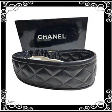 Chanel Matelasse Leather Black Headband Hair Accessory France Made w/Box Japan