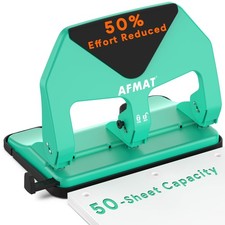 Heavy Duty 3 Hole Punch, 50-Sheet Capacity, 50 Reduced Effort Three Hole Pun...