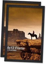 Picture Frame Set of 2 Engineered Wood Frame for 8 x 12 8x12 2 Packs Black