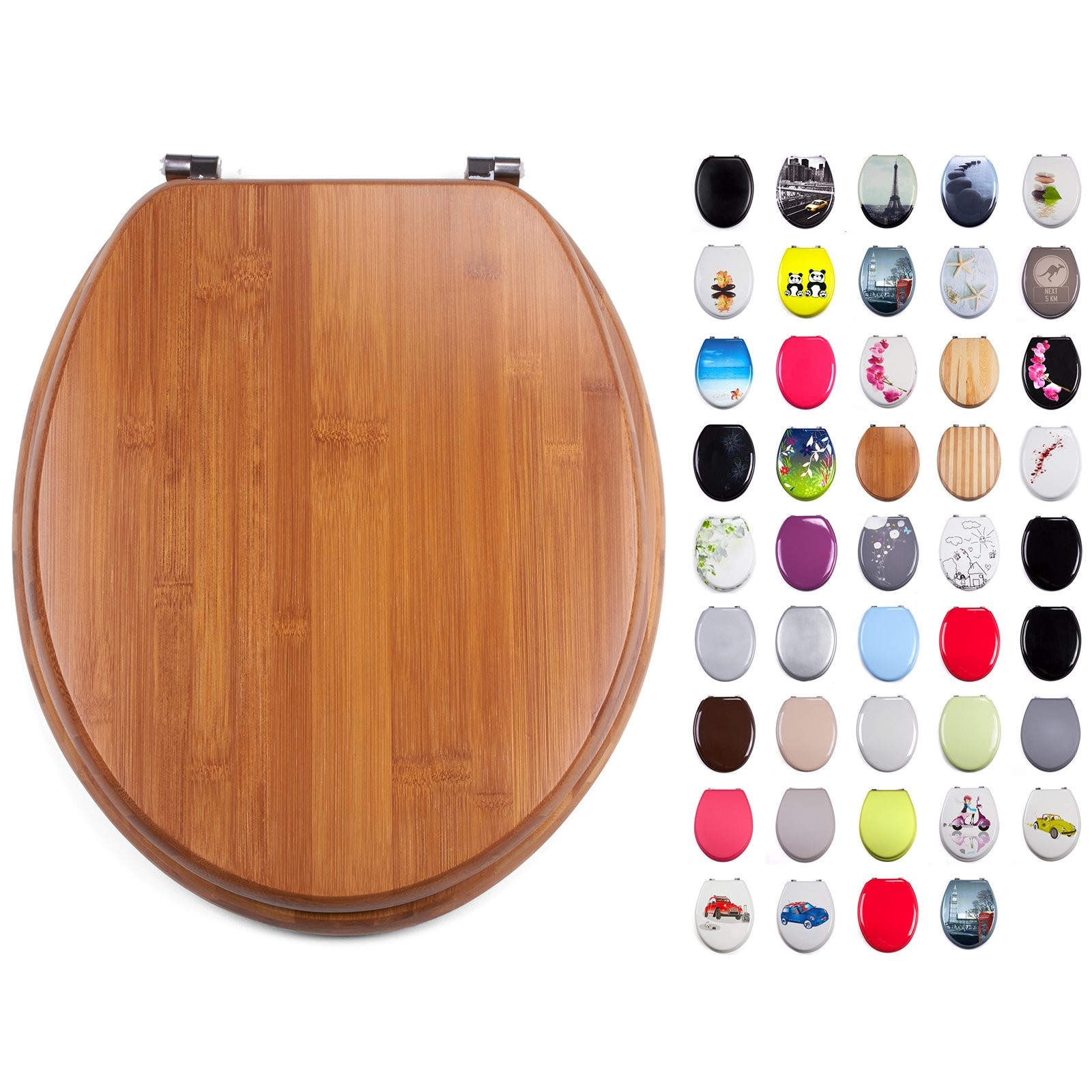Siège de toilette universel en bambou couleur bois naturel dimensions 42.5x36.5