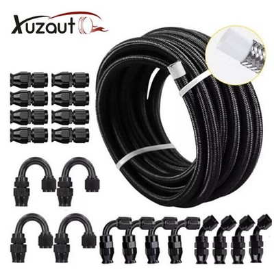 4AN 6AN 8AN 10AN Nylon Braided PTFE Fuel Line 10FT-30FT w/ Fitting Hose Kit E85