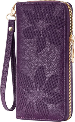 Wallet Women Leather RFID Blocking Wristlet Wallets Ladies Clutch with Floral Pa