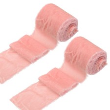 2 Roll Velvet Ribbon, 3 Inch x 3 Yard Silk Frayed Ribbon, Light Pink