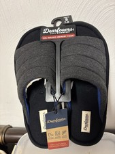 Dearfoams Cozy Comfort Gel Memory Foam Slip-On Slippers Black Men  s 7-8
