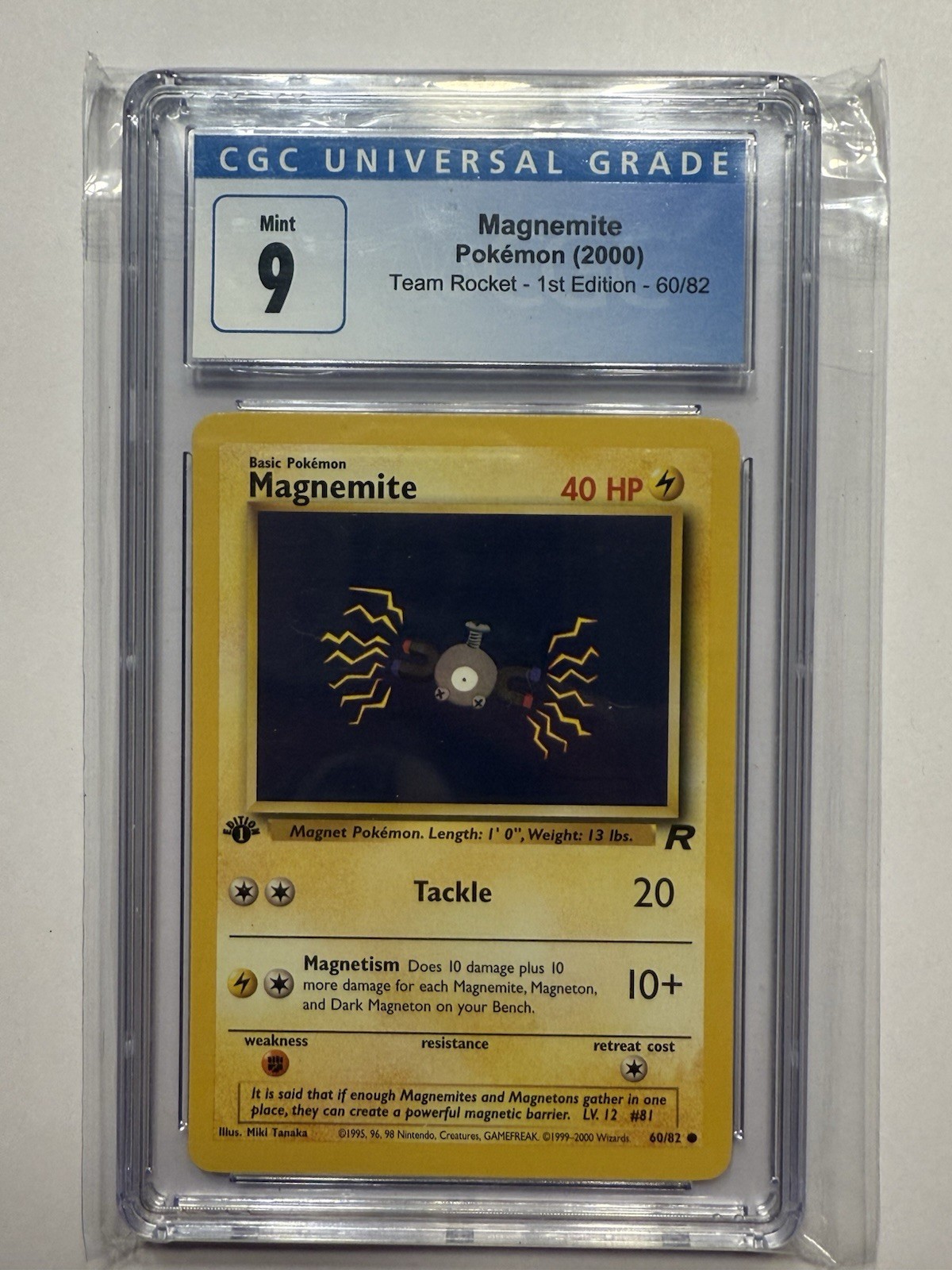 Team Rocket First Edition Magnemite 60/82 CGC 9 Vintage Pokemon Tcg