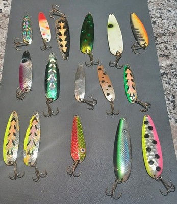 Lot 15 Vintage Spoon Fishing Lures - Stinger, Pro King, Stingray, Silver Streak