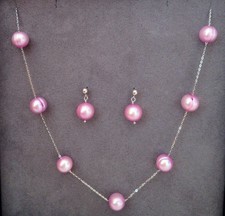 LARA PEARL LILAC NECKLACE & EARRINGS SET - NEW-BOXED - RRP &pound;49.99 !!