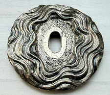 Tsuba Japan Wakizashi Katana Schwert 800 Silber 9,5cm  Stichblatt Wellenform