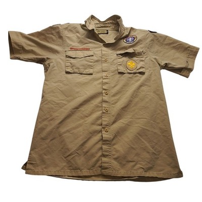 Boy Scouts of America BSA Uniform Shirt Adult Small Khaki Short Sleeve Patches