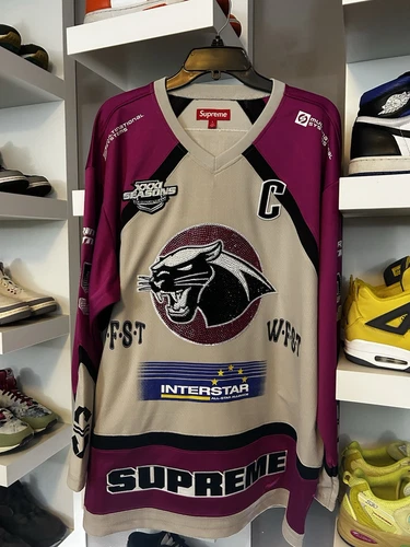 Taille Large Maillot de hockey Supreme strass gris clair SS25 EN MAIN