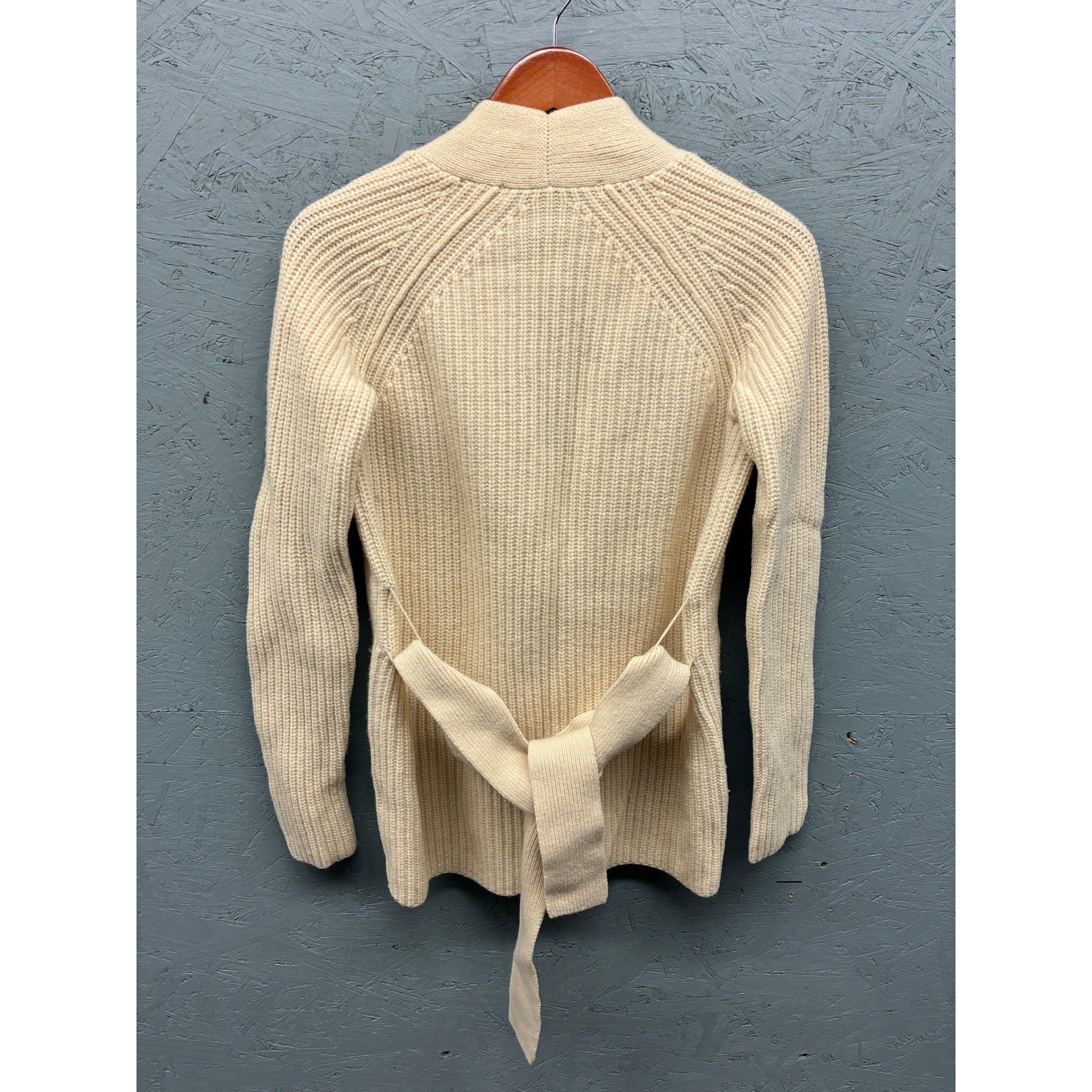 Uniqlo x Lemaire Ribbed Wool Belted Cardigan Sweater Women's Small Cream thumbnail 10