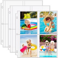 30 Pack 3.5x5 Photo Sleeves for 3 Ring 3.5" x 5"-4 pockets, Clear